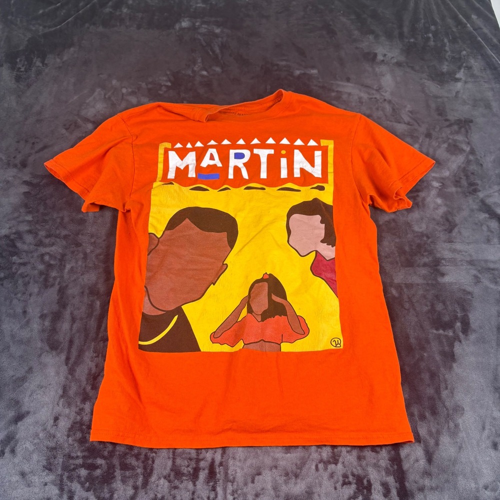 Imaginary Brand T-Shirt Mens Medium Orange Martin TV Show Graphic Tee 90s Style
